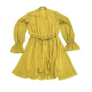 Joie Silk Daevon Dress Size S Sulphur Yellow Polka Dots Lined Over The Knee
